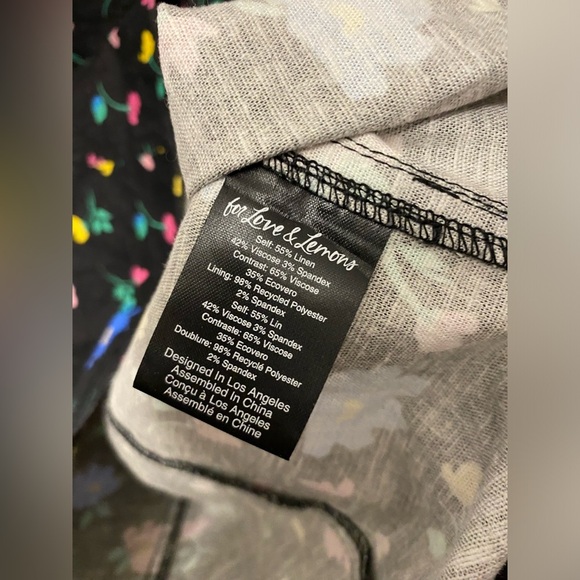 NWT For Love and Lemons Robin Mini Dress Floral Tie Straps Linen Black Frilly - Picture 12 of 16